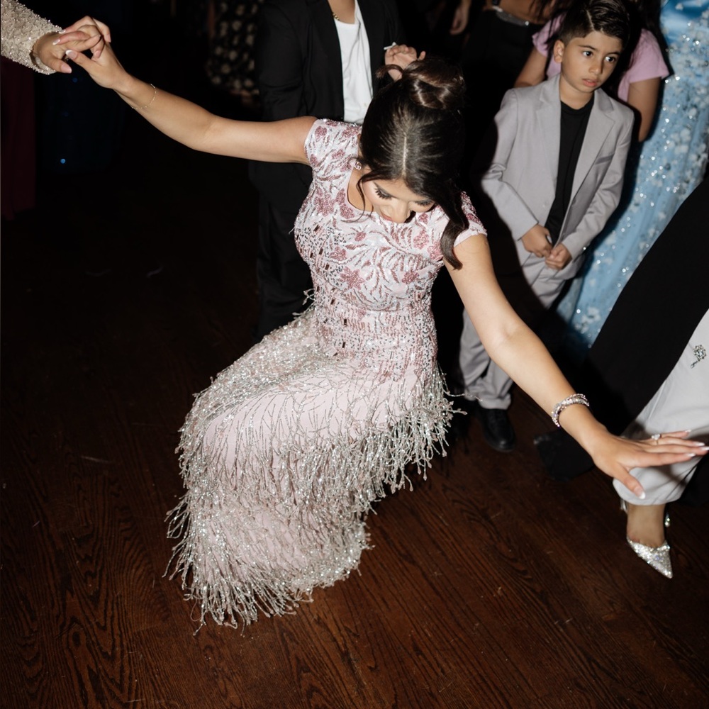 Mac Duggal Pink Fringe Wedding Dress - Picture 5 of 5